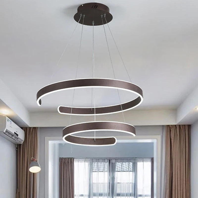 Suspension design cercle anneaux corps en aluminium acrylique LED - vue 3 sur 6