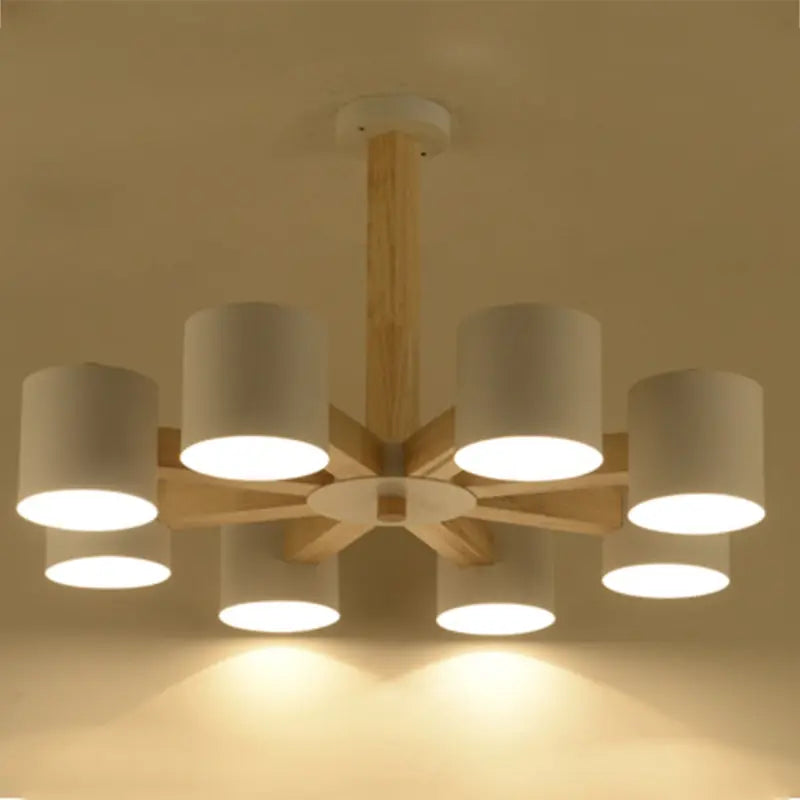 Nordique en bois massif plafond lustre salle à manger lustre salon plafond lustre chambre éclairage E27 ampoule LED - vue 5 sur 21