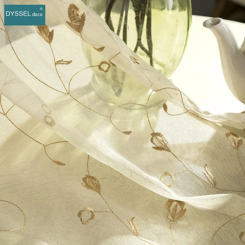 Voilage brodé floral festonné style américain salon chambre