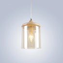 gzmj abat-jour simple en verre bois luminaire suspendu