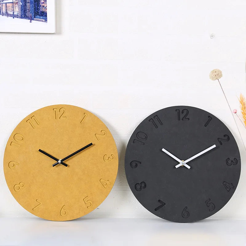 horloge murale numérique en bois design moderne décoration intérieure silencieuse - vue 3 sur 9
