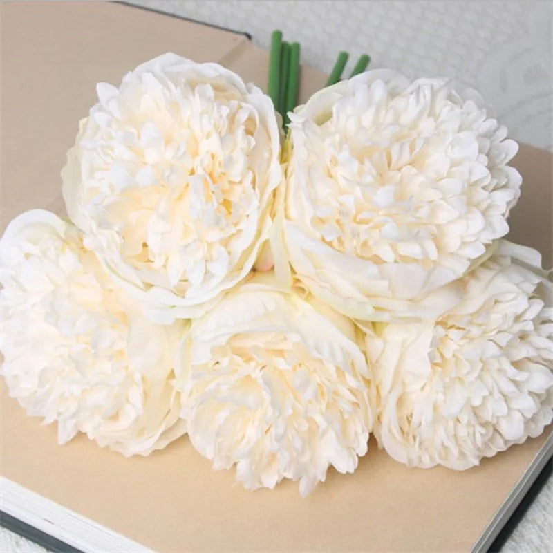 lot de 5 pivoines artificielles pour mariage et décoration intérieure - vue 18 sur 18