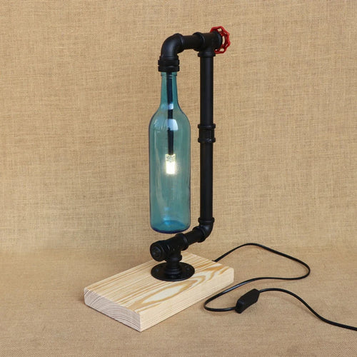 lampe de bureau vintage industrielle avec abat-jour en bouteille