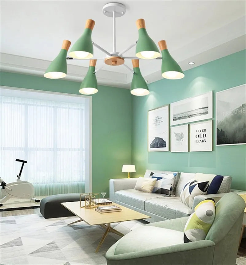 lustre moderne en bois massif pour chambre d enfant - vue 5 sur 6