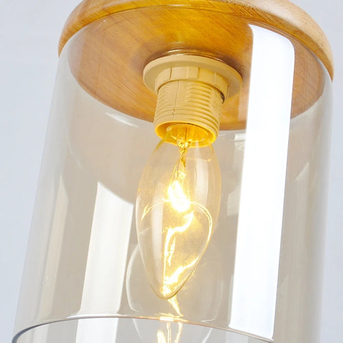 gzmj abat-jour simple en verre bois luminaire suspendu