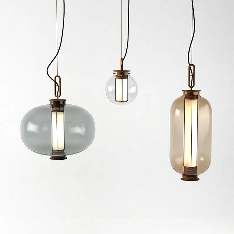 Suspension arrondie en verre loft postmoderne - vue 4 sur 9