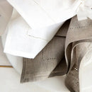 Serviette de table lin brodé ourlet ajouré lot