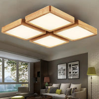 plafonnier led carré en bois grain de bois style nordique