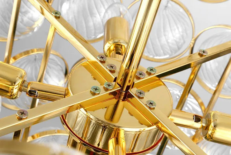 lustre moderne en verre doré design créatif et artistique - vue 4 sur 5