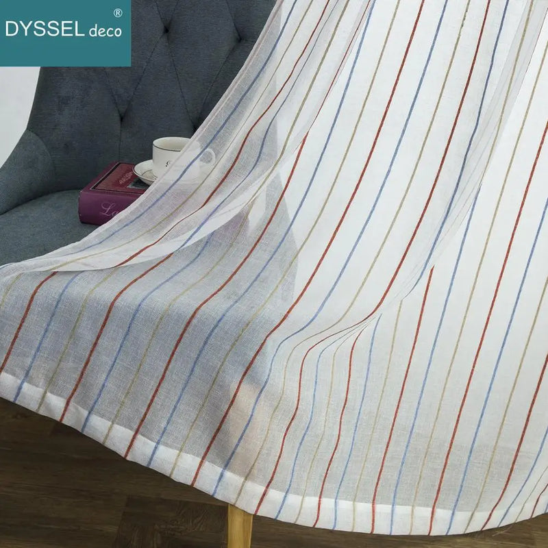 Voilage rayé style européen pour salon chambre