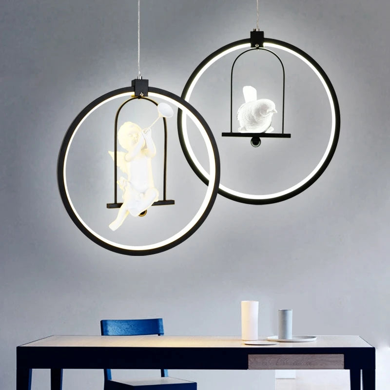 suspension moderne gzmj suspension ronde acrylique led hôtel - vue 6 sur 10