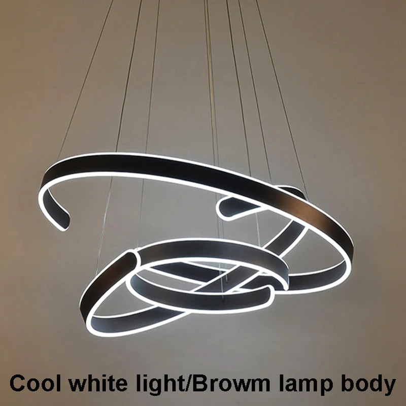 Suspension design cercle anneaux corps en aluminium acrylique LED - vue 5 sur 6