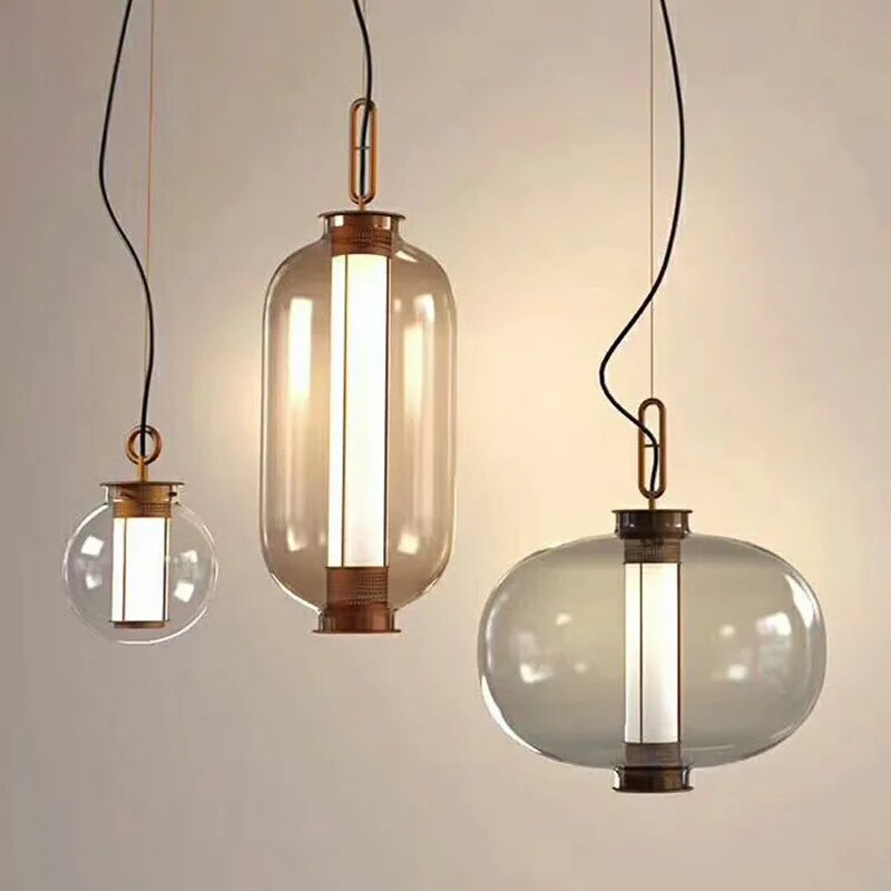 Suspension arrondie en verre loft postmoderne - vue 3 sur 9