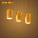 Suspension en bois simples nordiques de créateur lampe suspendue led cuisine île bar hôtel décor à la maison E27
