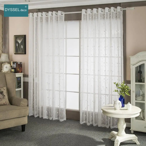 Voilage brodé floral festonné style américain salon chambre