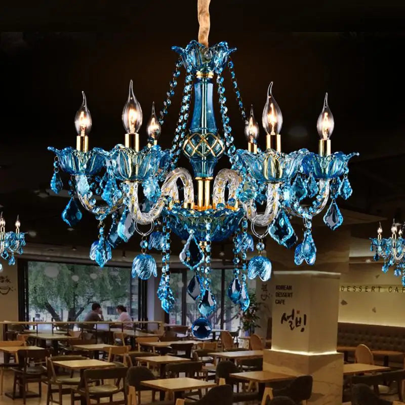 lustre en cristal pour éclairage de restaurant et café - vue 6 sur 8
