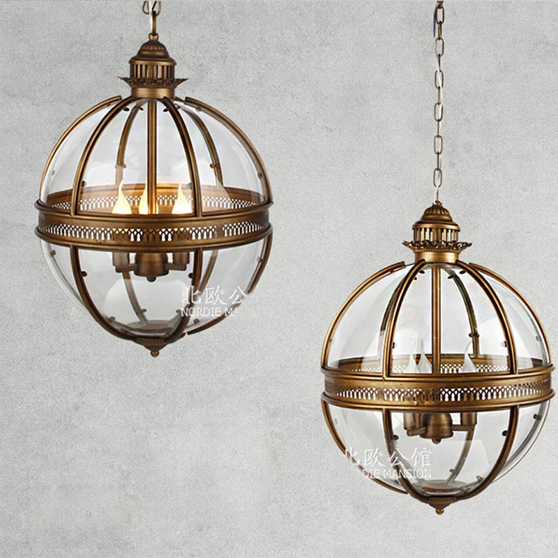 lustre rétro en fer et verre vintage pour éclairage intérieur