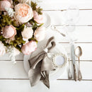 Serviette de table lin brodé ourlet ajouré lot
