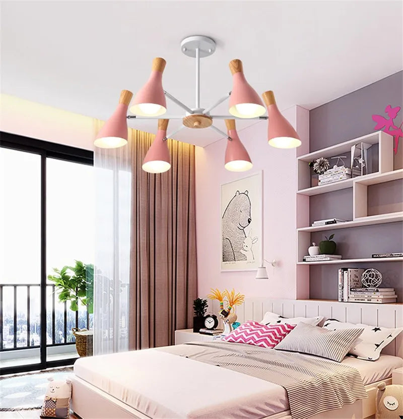 lustre moderne en bois massif pour chambre d enfant - vue 4 sur 6