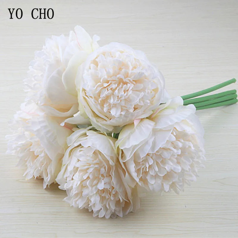 lot de 5 pivoines artificielles pour mariage et décoration intérieure - vue 4 sur 18