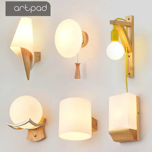 artpad applique murale scandinave bois abat-jour verre décoration intérieure led