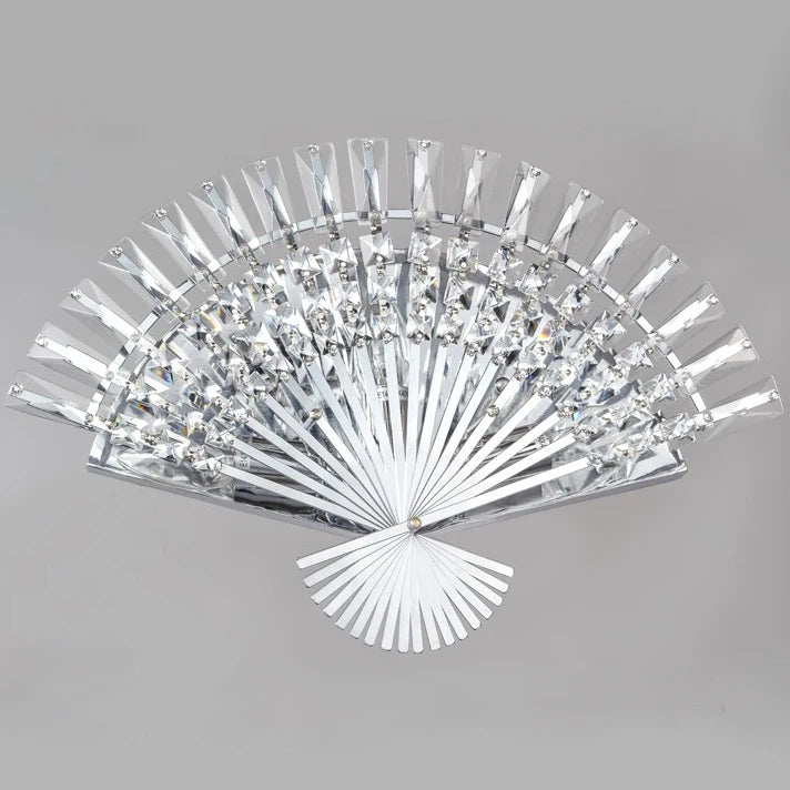 applique murale en cristal design éventail en acier inoxydable à led - vue 2 sur 6