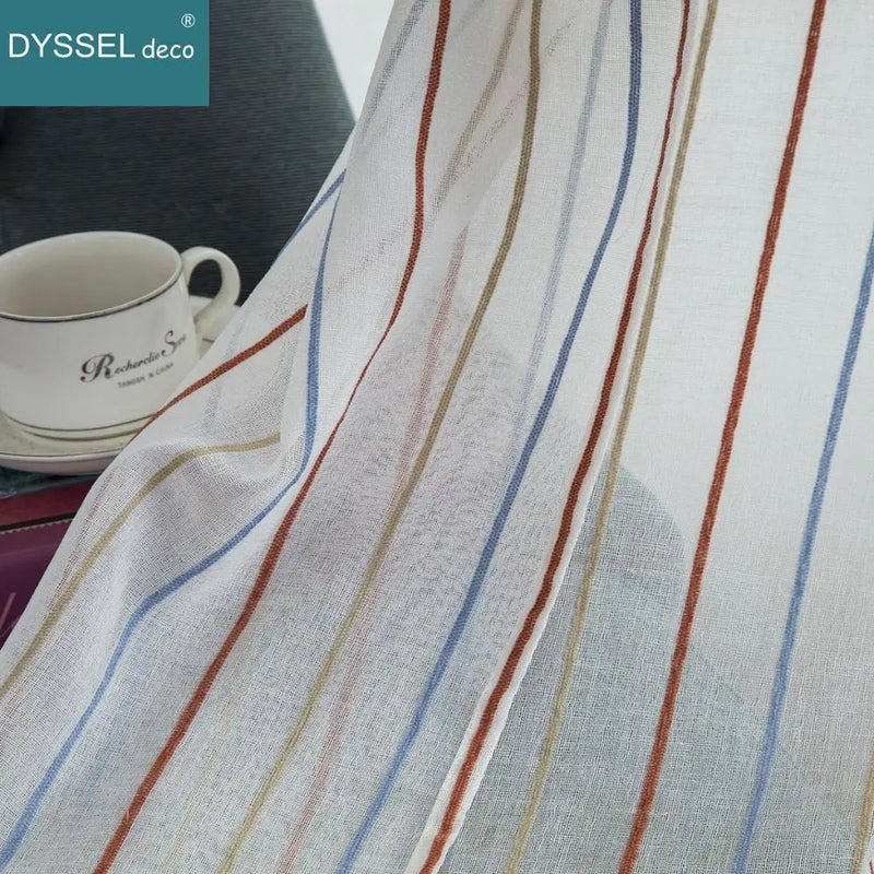Voilage rayé style européen pour salon chambre