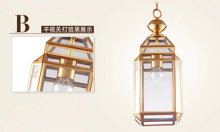 suspension en cuivre abat-jour en verre style industriel et rural - vue 8 sur 7