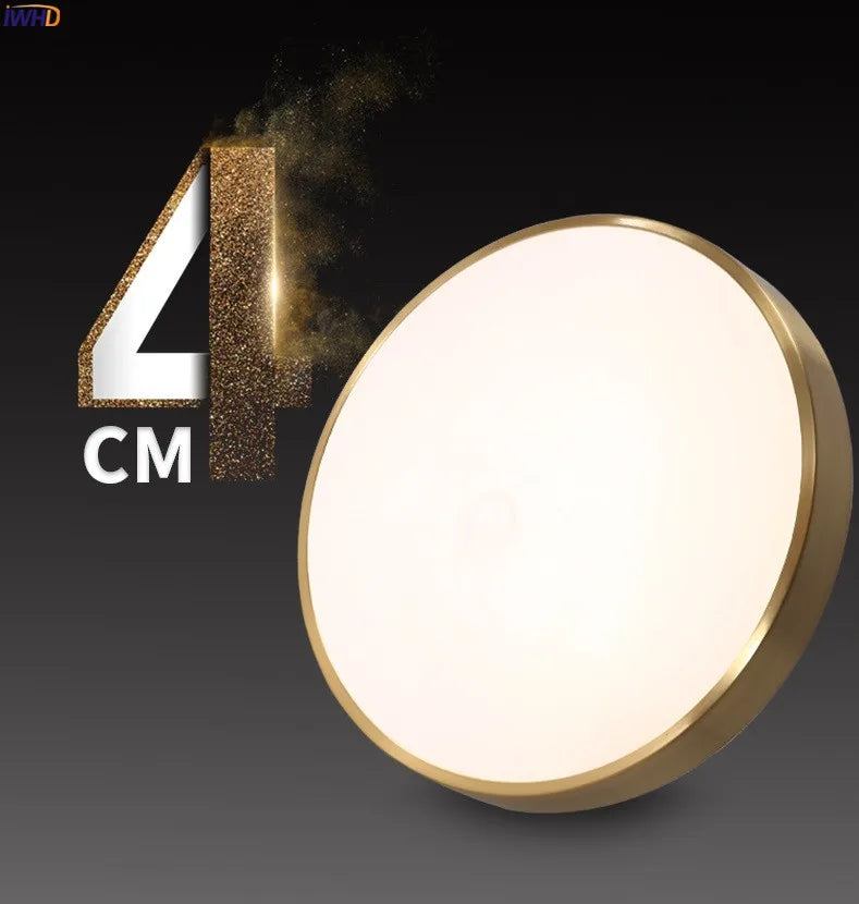 plafonnier moderne nordique en cuivre led acrylique iwhd - vue 11 sur 14