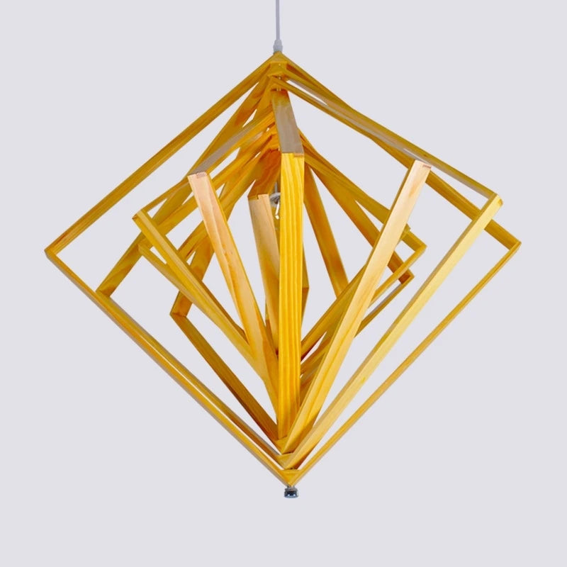 suspension luminaire carré rotatif en bois gzmj pour la maison
