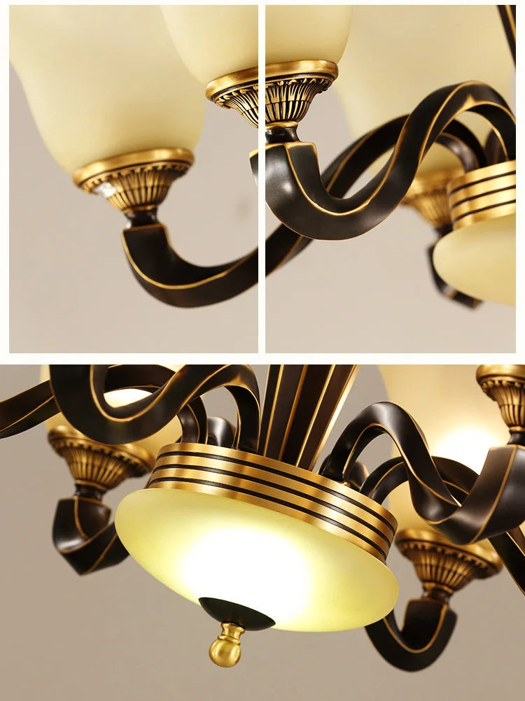 lustre en cuivre forgé éclairage de luxe vintage bougies rustiques