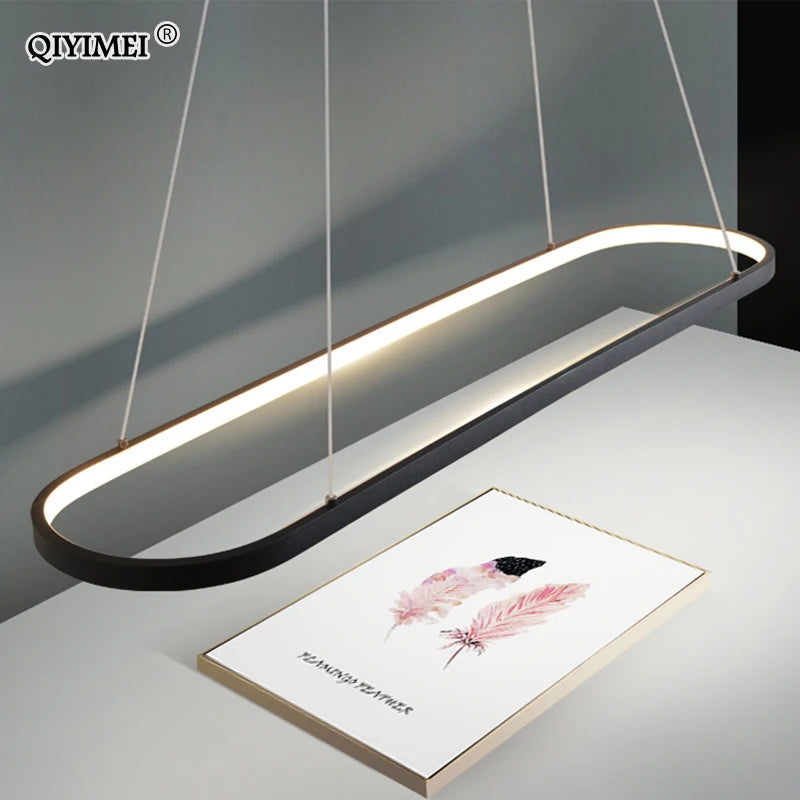 suspension led moderne rectangulaire avec télécommande lampara