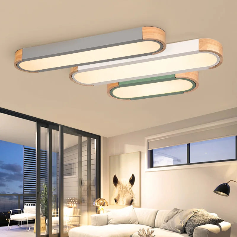 plafonniers décoratifs en bois avec télécommande deckenleuchten - vue 4 sur 15
