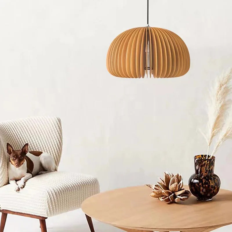 lampes suspendues en bois minimaliste pour restaurant créatives citrouille médiévale