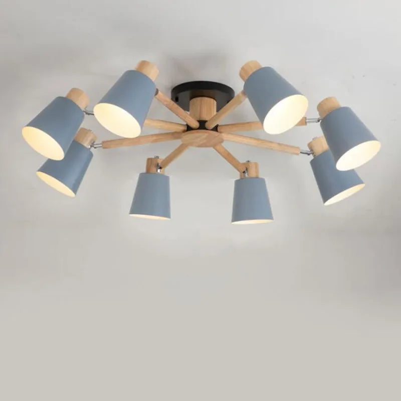 lustre nordique en bois massif simple et moderne - vue 4 sur 18