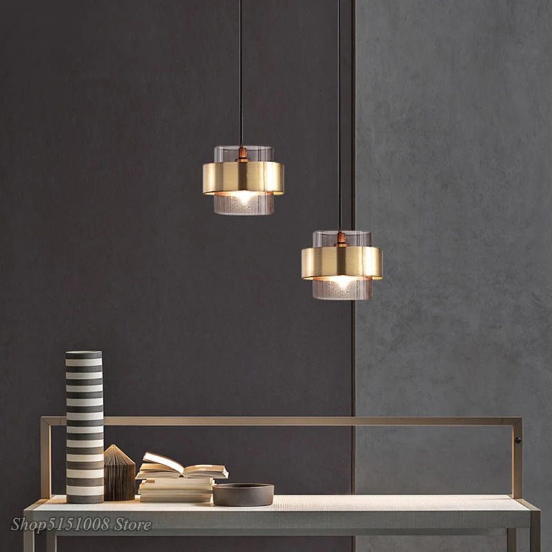 lustre led moderne en verre cylindrique style nordique