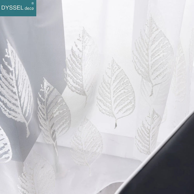 Voilage tulle brodé fleurs style européen salon chambre