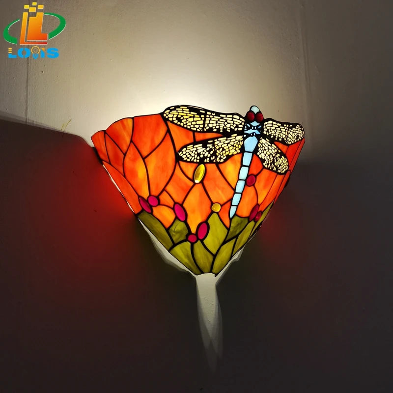 applique murale en verre libellule style tiffany pour décoration intérieure - vue 7 sur 8