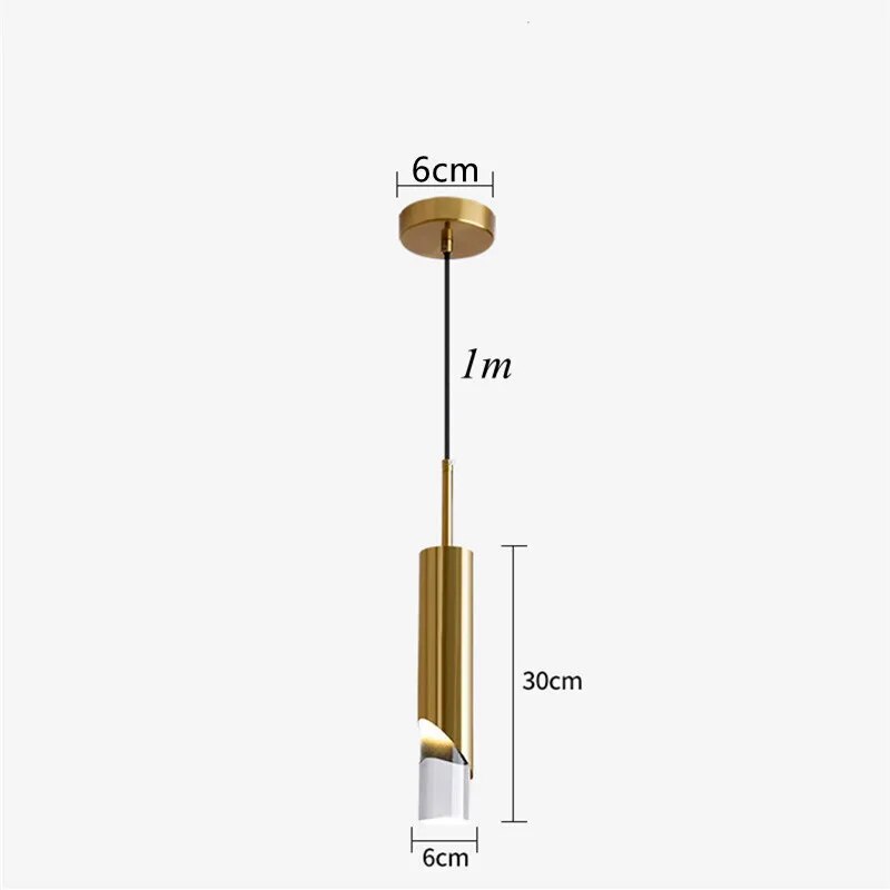 Suspension design à Tube Long dorée ou noire - vue 7 sur 6