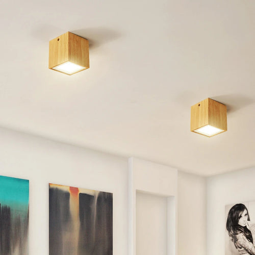 plafonnier moderne à leds design bois rond carré décoration intérieure