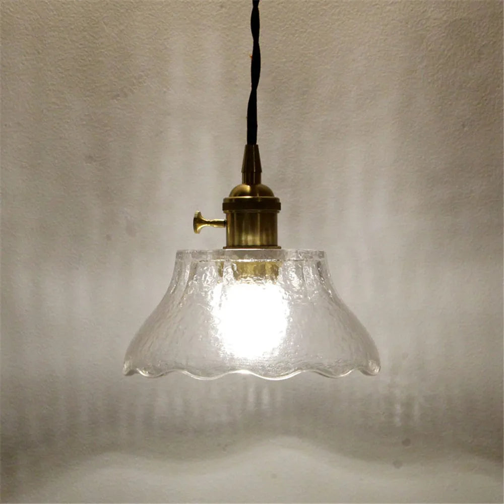 suspension vintage en laiton et verre pour intérieur décoratif