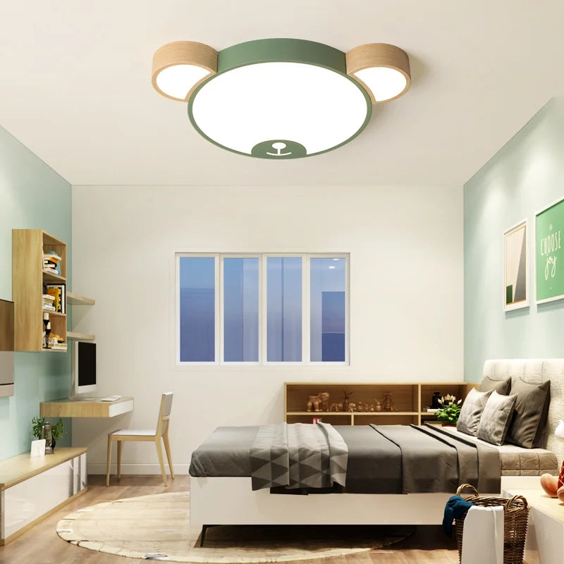 plafonnier créative moderne en forme d'ours en bois led - vue 3 sur 9