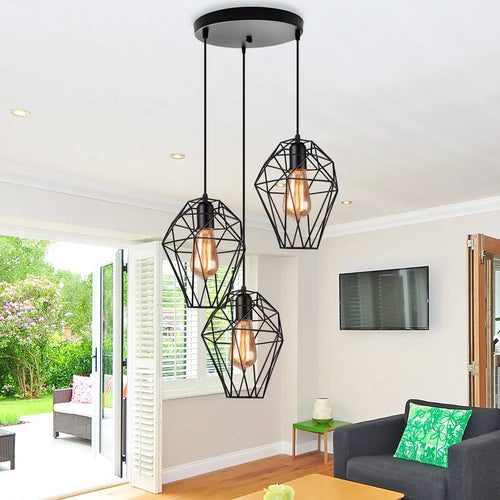 lustre led vintage moderne 1/3 têtes suspension abat-jour