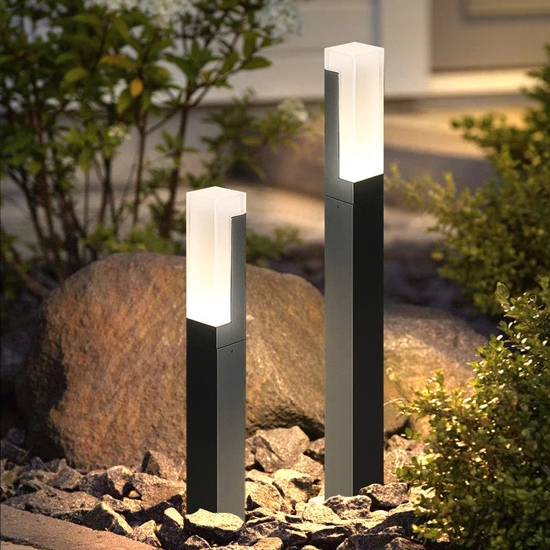 Lampe à gazon moderne lumière extérieure en aluminium étanche à l'eau porche jardin IP54 lampe à gazon extérieure maison cour décor paysage lumières - vue 2 sur 10