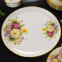 Service table porcelaine fine motif floral personnalisable occidental