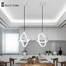 Plafonnier Led suspendu en noir et blanc au design moderne et simpliste
