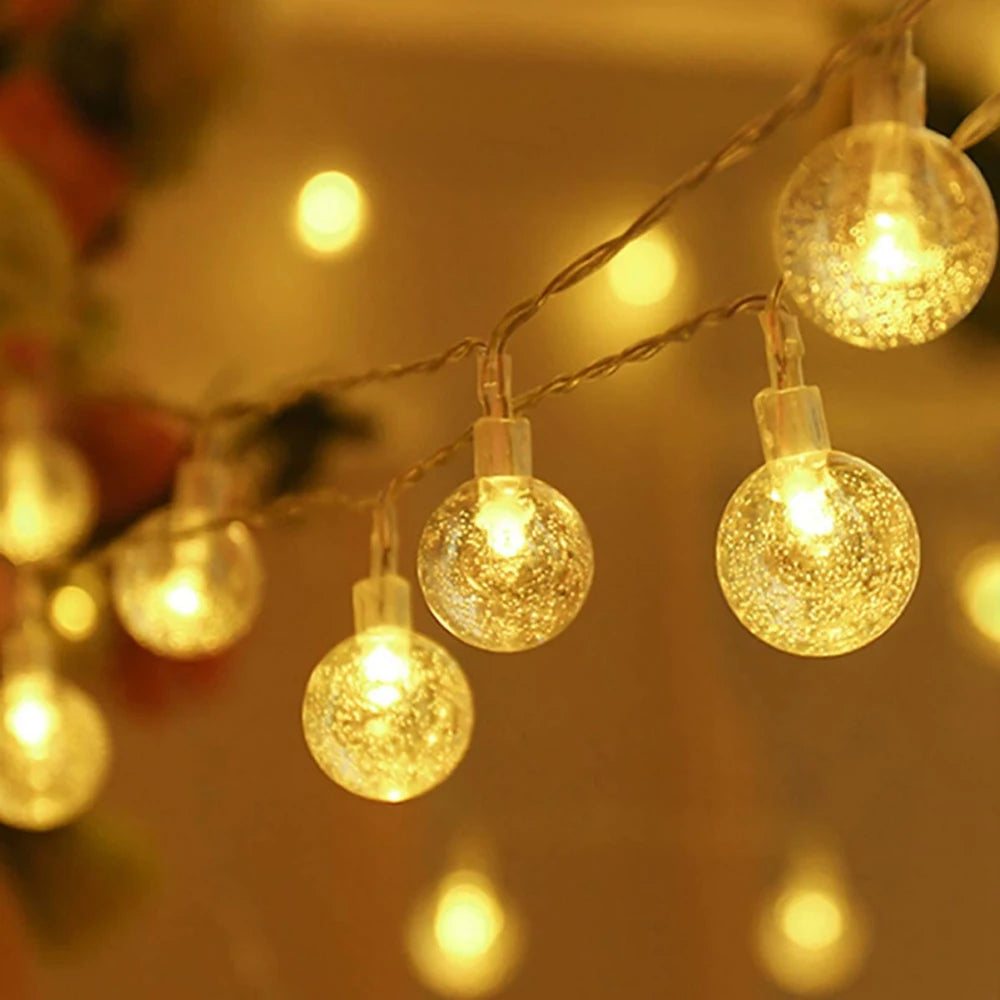 guirlande lumineuse à boules de cristal led pour décorations festives - vue 2 sur 9