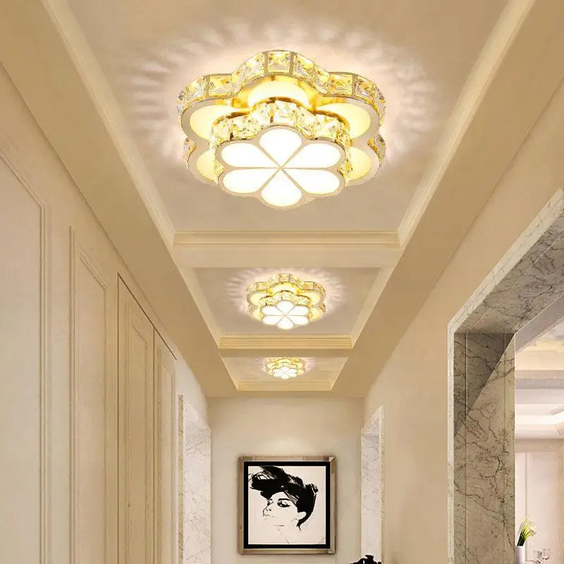 plafonnier led intelligent avec motif de fleur en cristal moderne - vue 4 sur 12