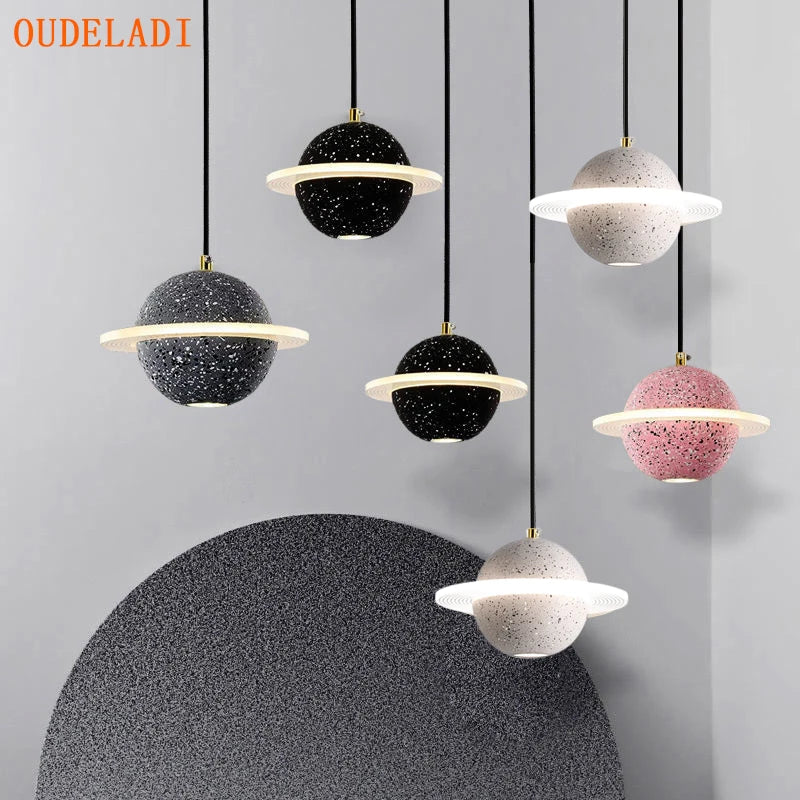 Lampe led suspendue ciment design moderne - vue 2 sur 10