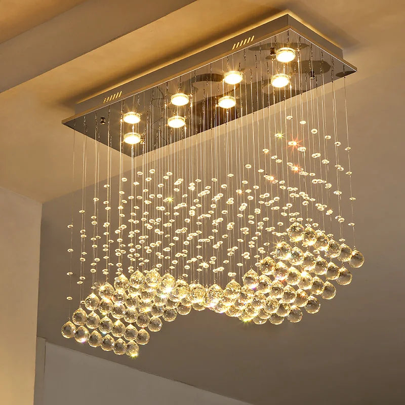lampe rectangulaire en cristal pour bar et restaurant moderne